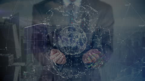 Futuristic Businessman Interacting with Digital Interface