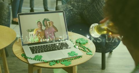 Virtual St. Patrick's Day Celebration with Friends on Video Call