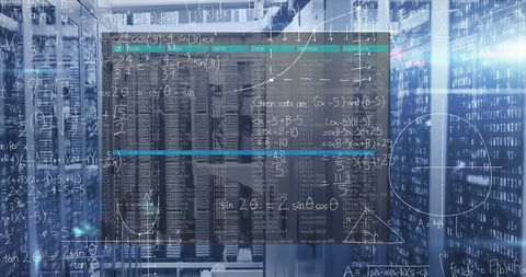 Digital Equations Overlaying High-Tech Server Room - Download Free Stock Images Pikwizard.com