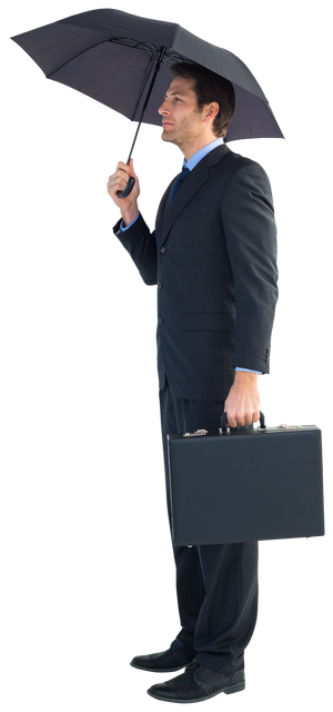 Transparent Businessman Holding Briefcase Under Umbrella - Download Free Stock Videos Pikwizard.com