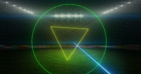 Futuristic Neon Shapes Above Illuminated Sports Field - Download Free Stock Images Pikwizard.com