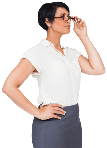 transparent professional woman holding glasses on white background - Download Free Stock Videos Pikwizard.com