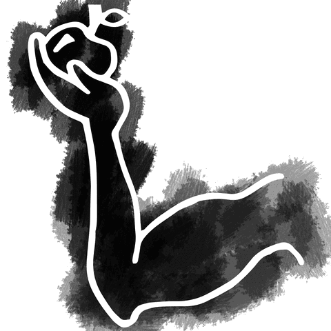 Illustration of hand holding apple on transparent background