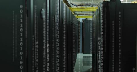 high-tech data center with binary code overlay - Download Free Stock Images Pikwizard.com