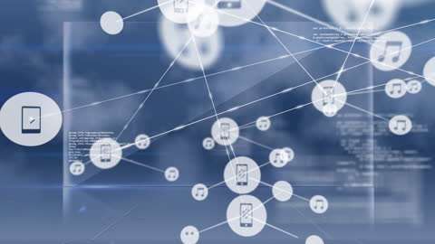 Digital Network Symbols and Global Technology Concept