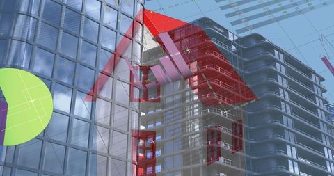 Virtual real estate analytics with futuristic urban background