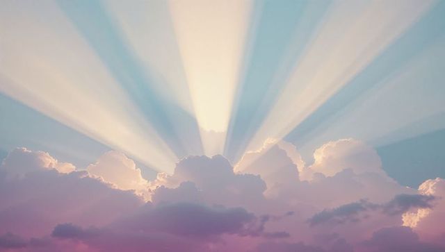 Sunlit Clouds Illuminated by Majestic Rays at Twilight