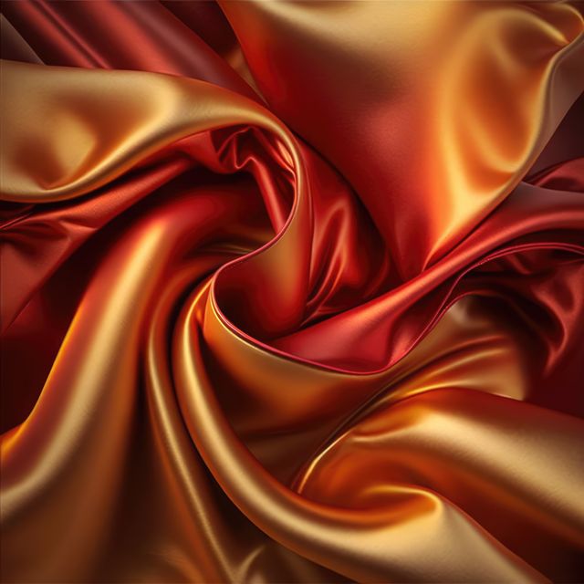 Orange silk shiny and crumpled fabric textures, created using generative ai technology. Luxury clothes, fashion and fabric background.