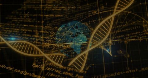 global dna and data processing on dark background - Download Free Stock Images Pikwizard.com