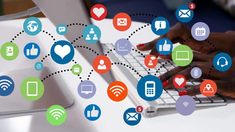 Digital Networking Browsing Concept with Media Icons