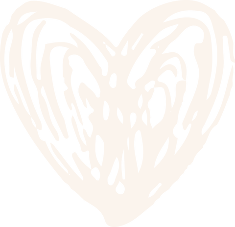 Hand-drawn off-white heart on transparent background