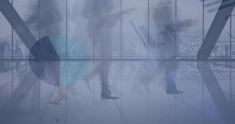 Blurred Business People Walking with Data Overlay Concept - Download Free Stock Images Pikwizard.com