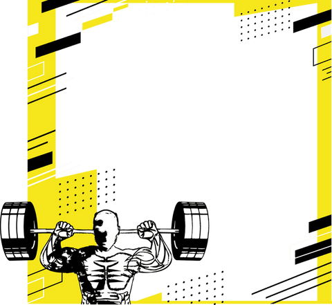Transparent Poster with Weightlifter Lifting Barbell and Geometric Border