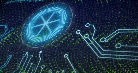 futuristic hud interface with binary code and circuit traces - Download Free Stock Images Pikwizard.com
