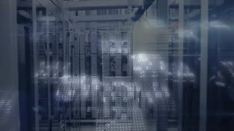 Digital Codes Superimposed on Server Infrastructure