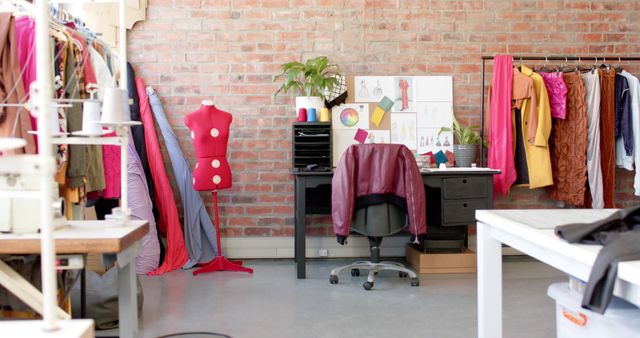 Fashion Studio with Dressmaking Tools and Mannequin in Designer's Workspace - Download Free Stock Images Pikwizard.com