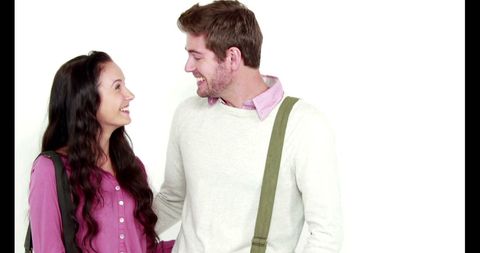 Happy Couple Laughing Together in Studio, Caption Space