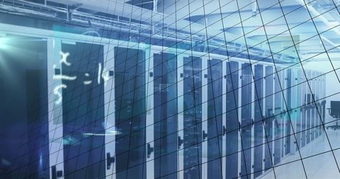 High-Tech Server Room with Stagflation Concept Overlay - Download Free Stock Images Pikwizard.com
