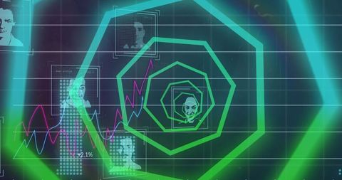 Futuristic digital data interface with analytics visualization