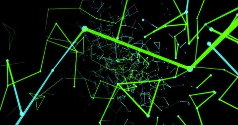 abstract digital geometric tunnel with green and blue lines - Download Free Stock Images Pikwizard.com