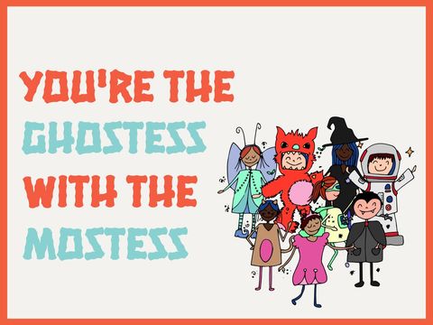 Playful Halloween Message with Diverse Costume Characters - Download Free Stock Templates Pikwizard.com