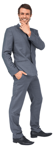 Happy Caucasian Businessman Against Transparent Background