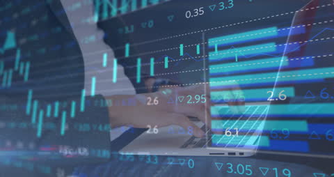 Financial Analyst Working with Digital Data Visualization on Laptop