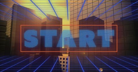 futuristic start interface with digital cityscape - Download Free Stock Images Pikwizard.com