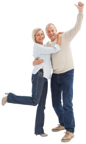 Transparent Happy Senior Couple Celebrating