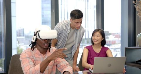 Team Collaboration with Virtual Reality in Modern Office Environment