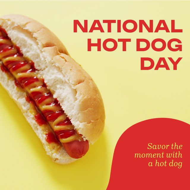 National Hot Dog Day Celebration with Delicious Hot Dog - Download Free Stock Templates Pikwizard.com