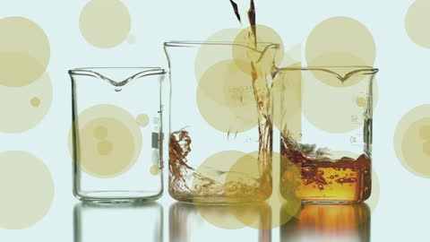 Animated Beakers with Liquids and Colorful Bubbles