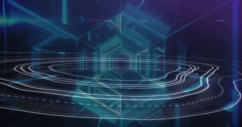 Futuristic Digital Tunnel with Geometric Light Streaks - Download Free Stock Images Pikwizard.com