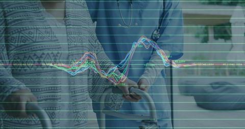 Healthcare worker assisting patient with walker in rehabilitation room