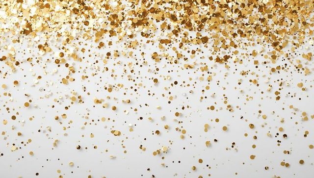 Luxurious Gold Confetti Scattering On White Background