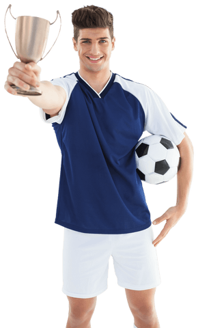 athlete holding trophy and soccer ball on transparent background - Download Free Stock Videos Pikwizard.com
