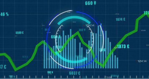 Digital Financial Analysis with Infographic and Data Flow - Download Free Stock Images Pikwizard.com