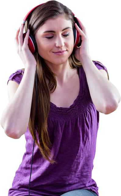 Transparent Image of Woman Relaxing with Headphones - Download Free Stock Videos Pikwizard.com