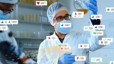 Scientists Analyzing Amber with Data Overlay in Modern Lab