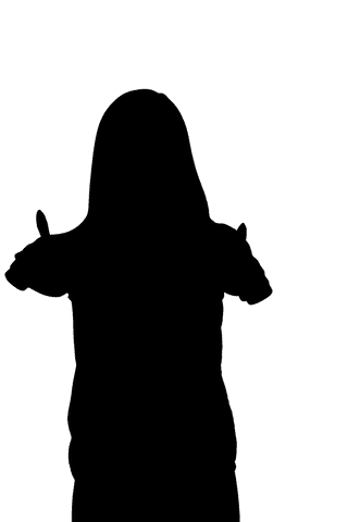 Silhouette woman giving thumbs up on transparent background
