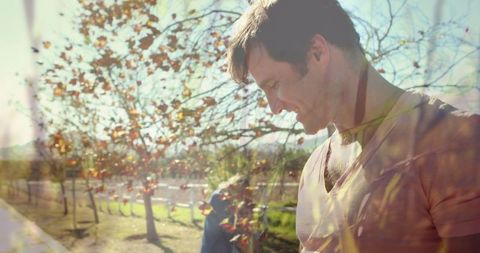 Father and Son Enjoying Sunny Day Outdoors