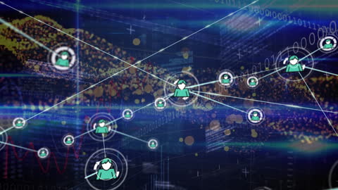 Digital Network Connections Over Data Background
