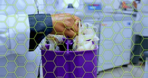 Scientist Analyzing Data Overlapping Laboratory Scene