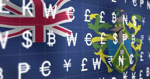 Currency symbols overlaid on british flag and solomon islands emblem