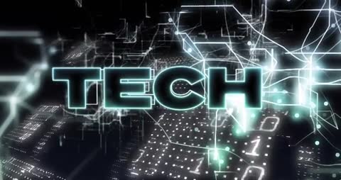 Futuristic Digital Tech Concept with Dynamic Data Stream