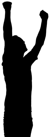 Silhouette of athlete in motion on transparent background