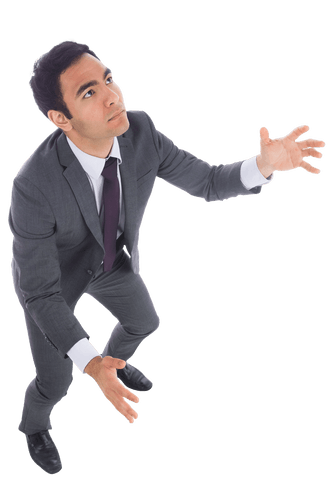 Transparent biracial businessman anticipating achievement
