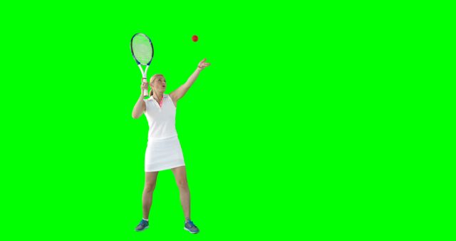 Woman Serving Tennis Ball on Green Screen Background - Download Free Stock Images Pikwizard.com