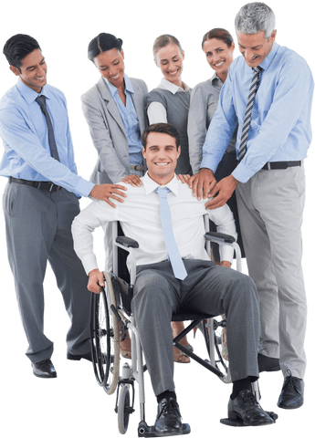 diverse business team supporting colleague in wheelchair transparent - Download Free Stock Videos Pikwizard.com