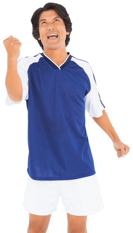 Excited Football Player Celebrating with Transparent Background